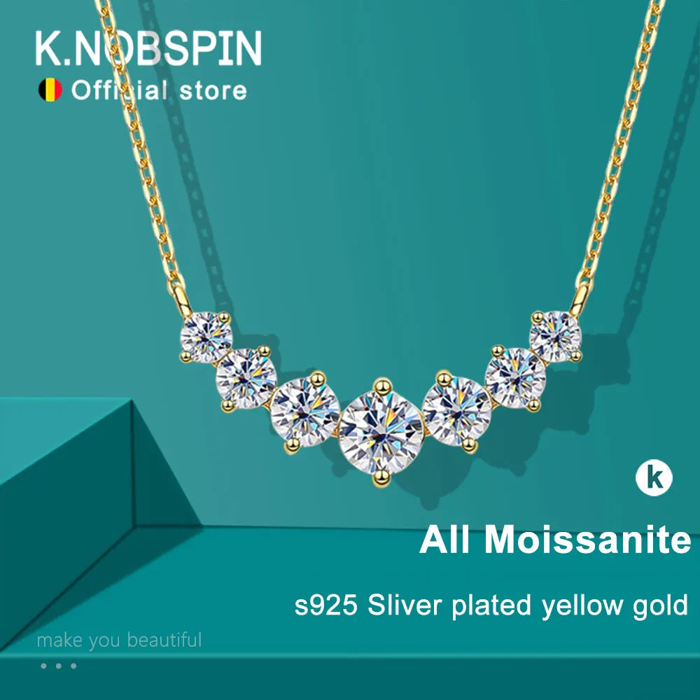 Moissanite Pendant Necklaces for Women Trendy Party Jewelry GRA Certified 925 Sliver Plated Yellow Gold Necklace