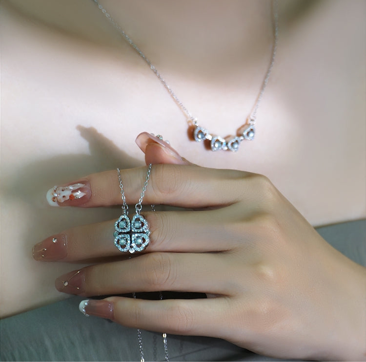 One Style for Dual-Wear | Lucky Four-Leaf Clover Natural Emerald Necklace Female S925 Loving Heart in Sterling Silver Pendant Accessible Luxury Clavicle Chain