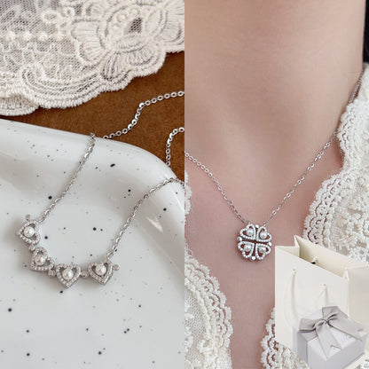 Four-Leaf Clover Genuine Love Necklace Women's Sterling Silver 999