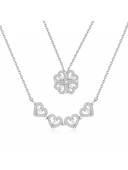 Four-Leaf Clover Genuine Love Necklace Women's Sterling Silver 999