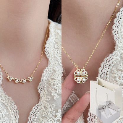 Four-Leaf Clover Genuine Love Necklace Women's Sterling Silver 999