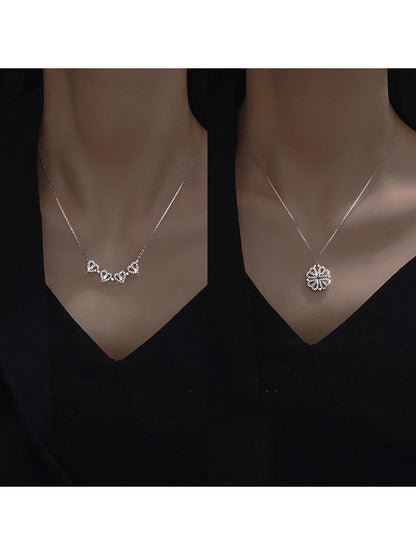 Four-Leaf Clover Genuine Love Necklace Women's Sterling Silver 999