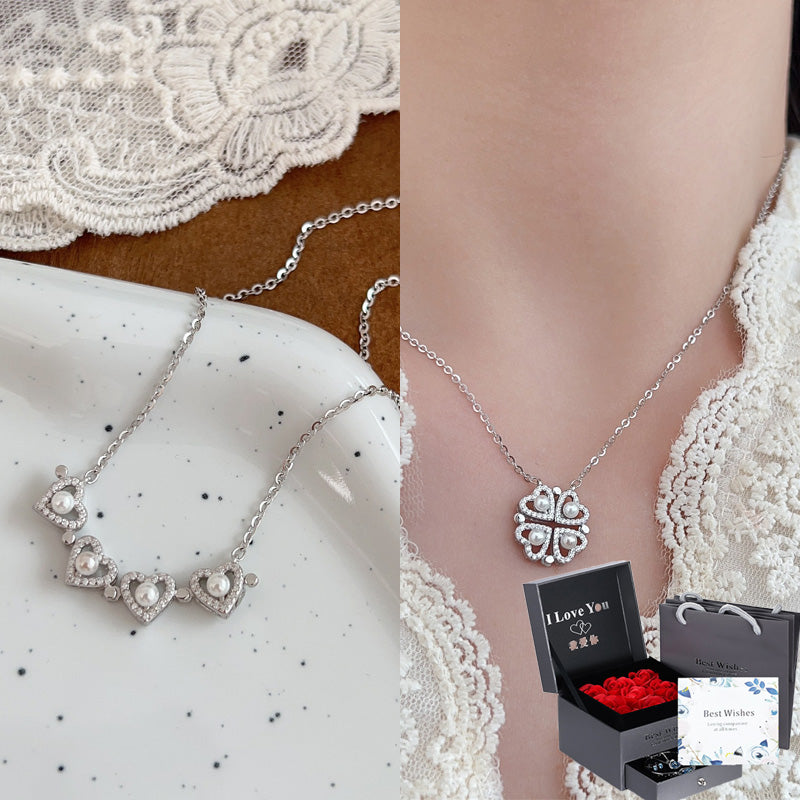 Four-Leaf Clover Genuine Love Necklace Women's Sterling Silver 999