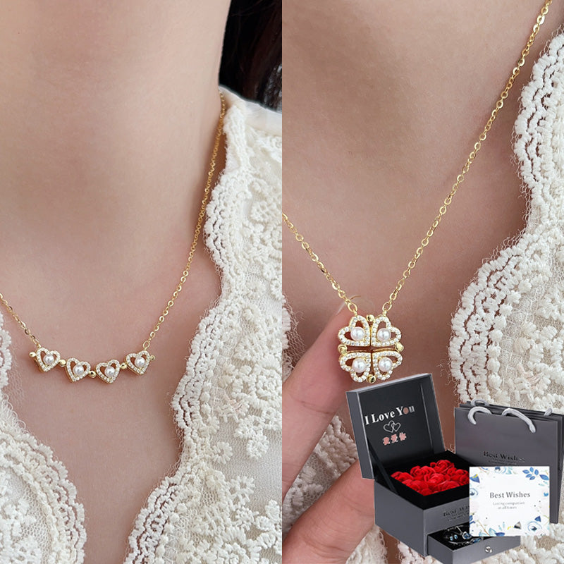 Four-Leaf Clover Genuine Love Necklace Women's Sterling Silver 999