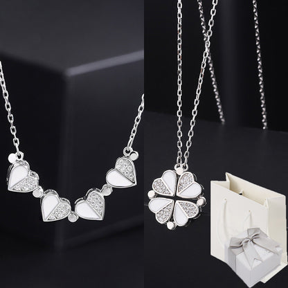 Four-Leaf Clover Genuine Love Necklace Women's Sterling Silver 999