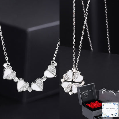 Four-Leaf Clover Genuine Love Necklace Women's Sterling Silver 999