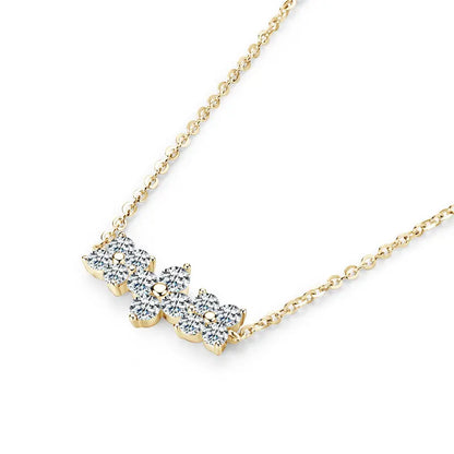 RAPRGOLD Moissanite Flowers Pendant Necklace for Women Wedding Fine Jewelry s925 Sterling Silver Four Clover Charm Chains Gifts