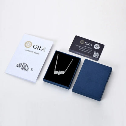 RAPRGOLD Moissanite Flowers Pendant Necklace for Women Wedding Fine Jewelry s925 Sterling Silver Four Clover Charm Chains Gifts