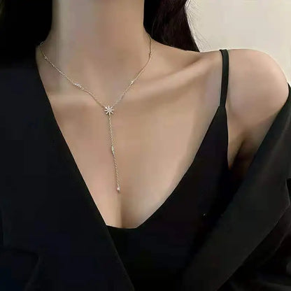 925 Sterling Silver Necklace Shiny Delicate Multiple Stars Long Pendant Clavicle Chain Birthday Party Gifts Women Fashion Jewelr