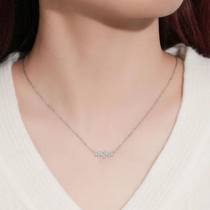 RAPRGOLD Moissanite Flowers Pendant Necklace for Women Wedding Fine Jewelry s925 Sterling Silver Four Clover Charm Chains Gifts