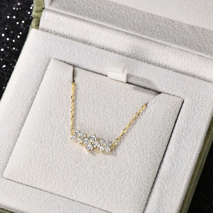 RAPRGOLD Moissanite Flowers Pendant Necklace for Women Wedding Fine Jewelry s925 Sterling Silver Four Clover Charm Chains Gifts