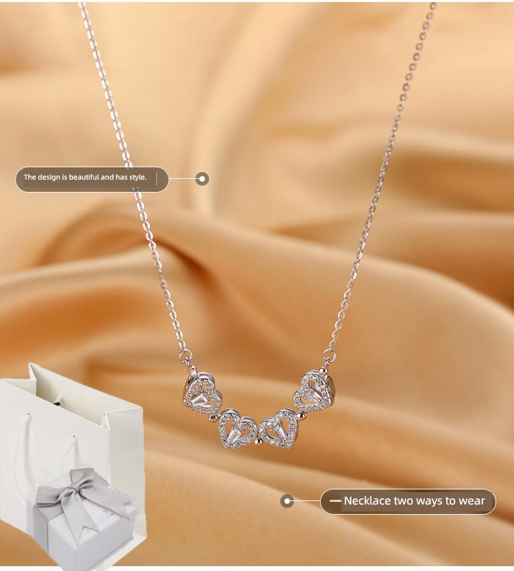 Four-Leaf Clover Genuine Love Necklace Women's Sterling Silver 999