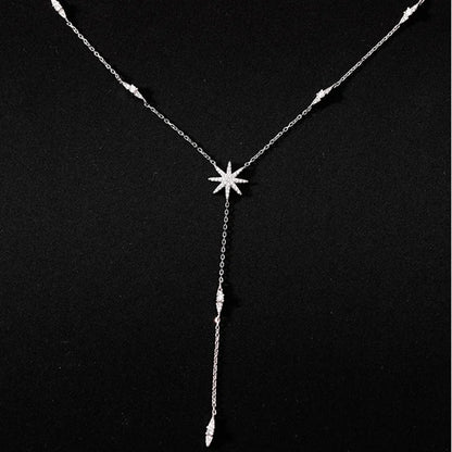 925 Sterling Silver Necklace Shiny Delicate Multiple Stars Long Pendant Clavicle Chain Birthday Party Gifts Women Fashion Jewelr