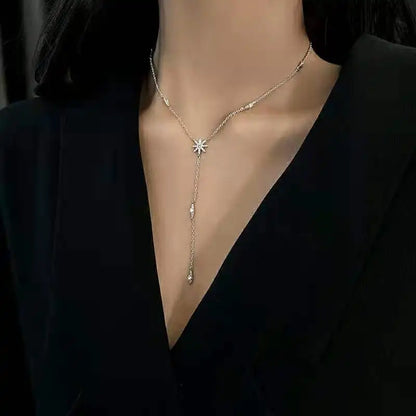 925 Sterling Silver Necklace Shiny Delicate Multiple Stars Long Pendant Clavicle Chain Birthday Party Gifts Women Fashion Jewelr
