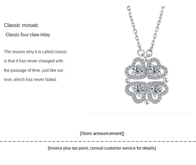 Sterling silver S925 four-leaf clover necklace for women Light Luxe Mosan diamond clavicle chain flower-shaped pendant for women