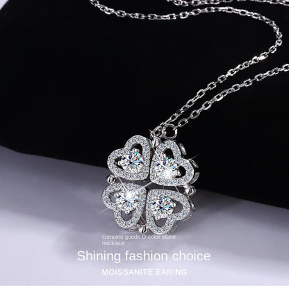 Sterling silver S925 four-leaf clover necklace for women Light Luxe Mosan diamond clavicle chain flower-shaped pendant for women