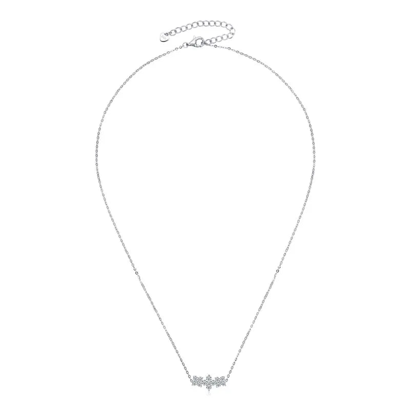 RAPRGOLD Moissanite Flowers Pendant Necklace for Women Wedding Fine Jewelry s925 Sterling Silver Four Clover Charm Chains Gifts