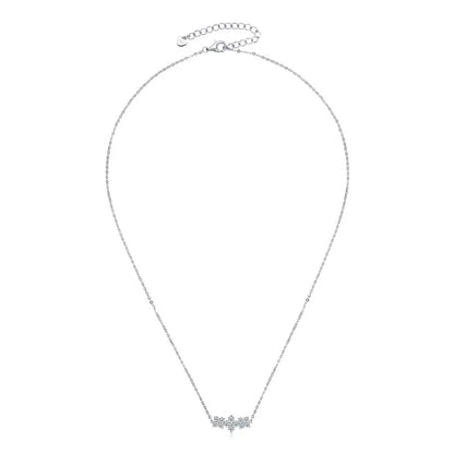 RAPRGOLD Moissanite Flowers Pendant Necklace for Women Wedding Fine Jewelry s925 Sterling Silver Four Clover Charm Chains Gifts