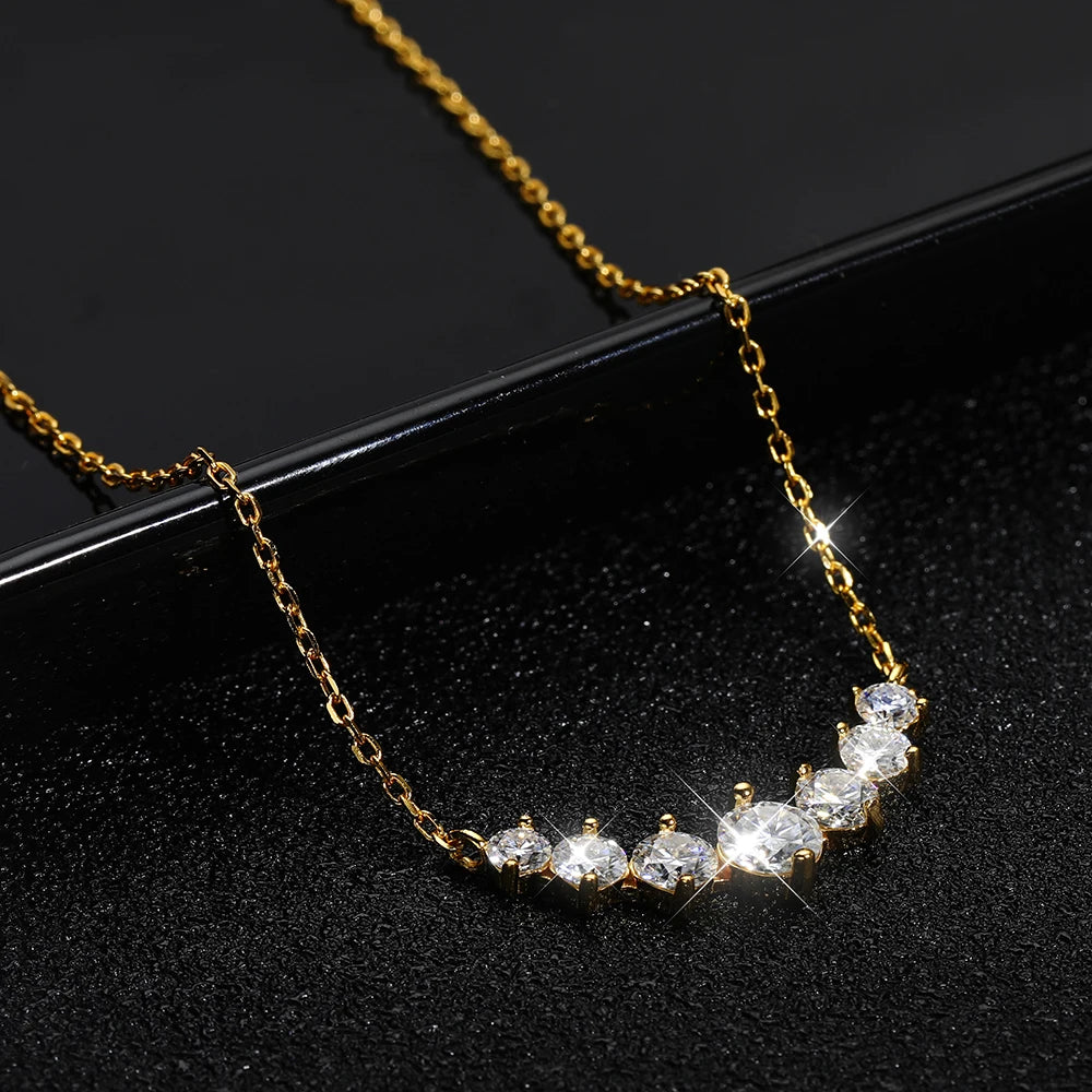 Moissanite Pendant Necklaces for Women Trendy Party Jewelry GRA Certified 925 Sliver Plated Yellow Gold Necklace