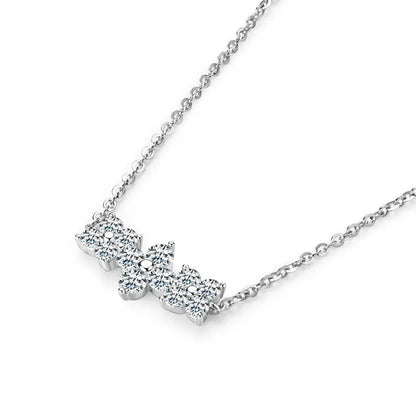 RAPRGOLD Moissanite Flowers Pendant Necklace for Women Wedding Fine Jewelry s925 Sterling Silver Four Clover Charm Chains Gifts