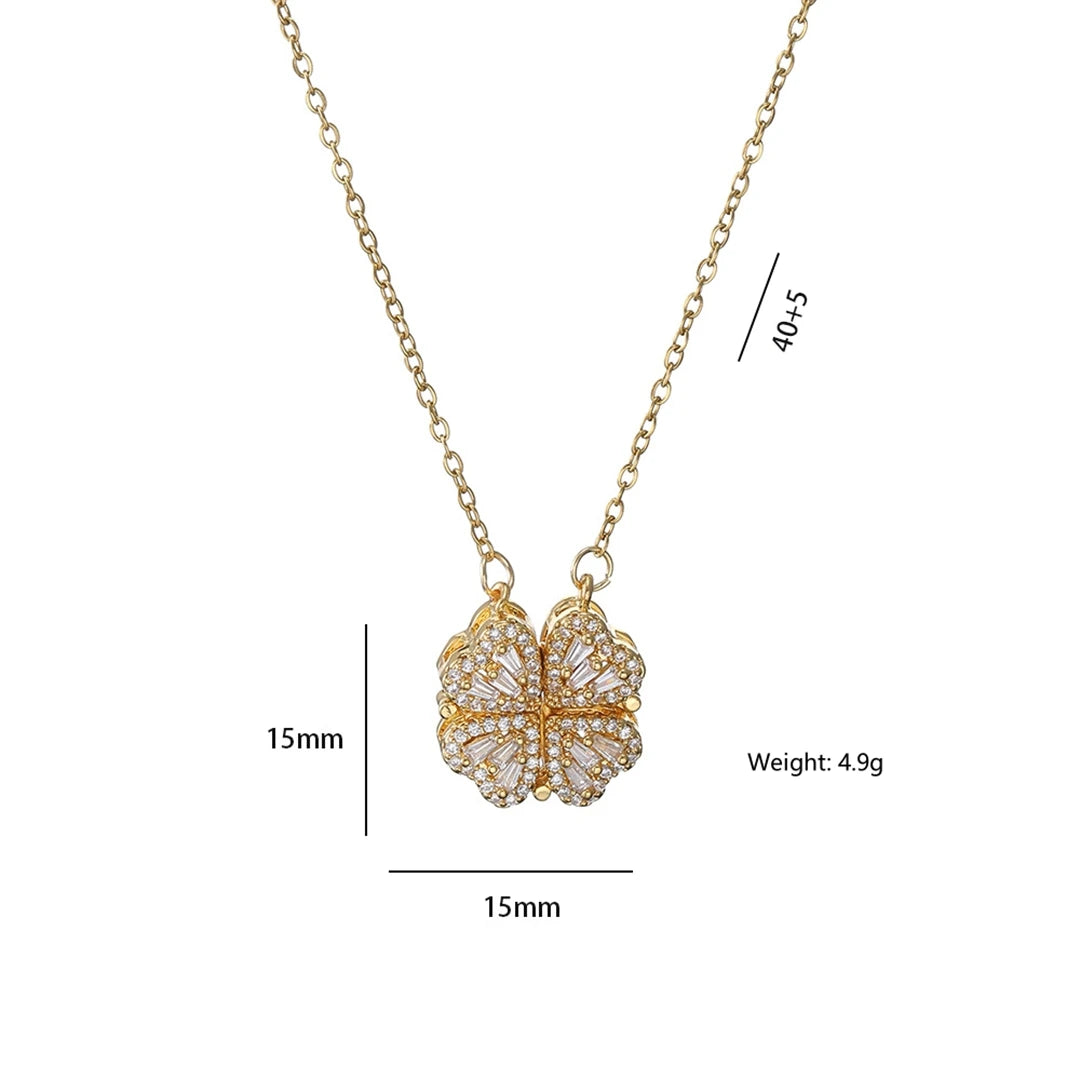 Fashion Retro Lucky Four Leaf Clover Women Necklace Gothic Love Heart Pendant Choke Chain Necklace Stainless Steel Jewelry Gift