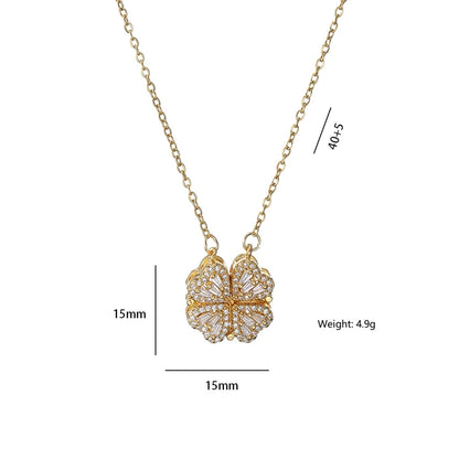 Fashion Retro Lucky Four Leaf Clover Women Necklace Gothic Love Heart Pendant Choke Chain Necklace Stainless Steel Jewelry Gift