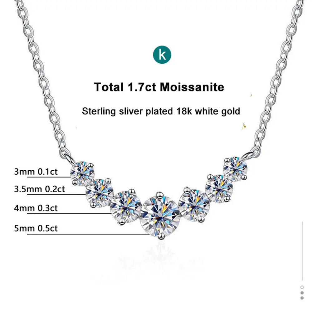 Moissanite Pendant Necklaces for Women Trendy Party Jewelry GRA Certified 925 Sliver Plated Yellow Gold Necklace